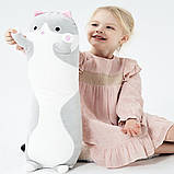 М'яка дитяча іграшка Кіт Батон 70 см Сірий / Плюшева іграшка подушка / М'яка іграшка довге кошеня, фото 10