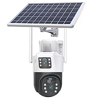 Вулична камера відеоспостереження з двома лінзами 4G, V36-4G SOLAR / Камера спостереження від сонячної панелі