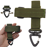 Тактичний карабін з петлею для пояса та рюкзака, Оливковий / Тримач для рукавичок / Кріплення для підсумка