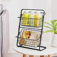 Органайзер для кухні 39х18х28 см, Storage Rack, Чорний / Полиця на кухню / Двохрівнева полиця для кухні