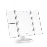 Косметичне дзеркало потрійне з підсвіткою, від USB, Білий / Дзеркало для макіяжу / Дзеркало настільне, фото 3