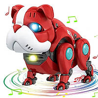 Інтерактивна іграшка собака Бульдог, на батарейках, 13 см, Mecha Dog R11 / Танцююча іграшка собака робот