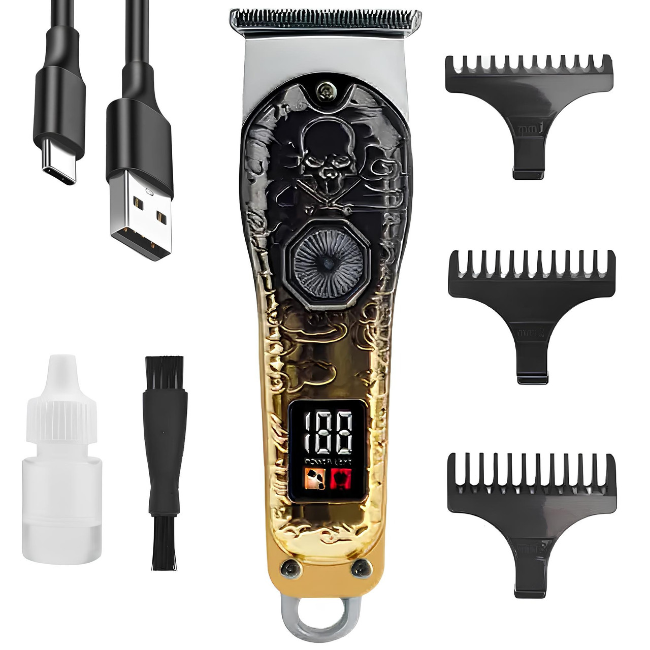 Машинка для стрижки волосся, 3 насадки, з USB, CL-270 / Акумуляторний тример для бороди / Тример для стрижки