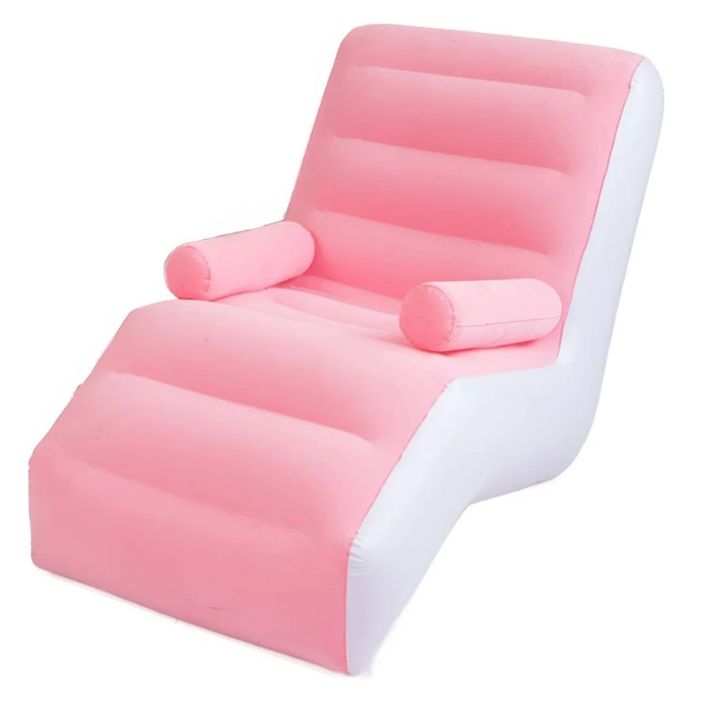 Надувне крісло з підлокітником 140x85х80см, Inflatable Sofa, Рожеве / Надувний диван / Велюрове крісло