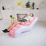 Надувне крісло з підлокітником 140x85х80см, Inflatable Sofa, Рожеве / Надувний диван / Велюрове крісло, фото 7