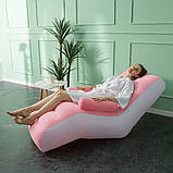 Надувне крісло з підлокітником 140x85х80см, Inflatable Sofa, Рожеве / Надувний диван / Велюрове крісло, фото 8