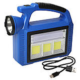 Ручний ліхтар із сонячною батареєю 5Вт, PowerBank, USB, DIZ-2209-3 / Кемпінговий ліхтар акумуляторний, фото 9