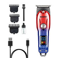 Акумуляторна машинка для стрижки з дисплеєм, 3 насадки, Geemy GM-8036 / Тример для стрижки волосся