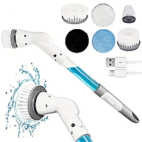 Електрична щітка для прибирання з USB + 6 насадок, Cleaning Brush / Багатофункціональна електрощітка для ванної