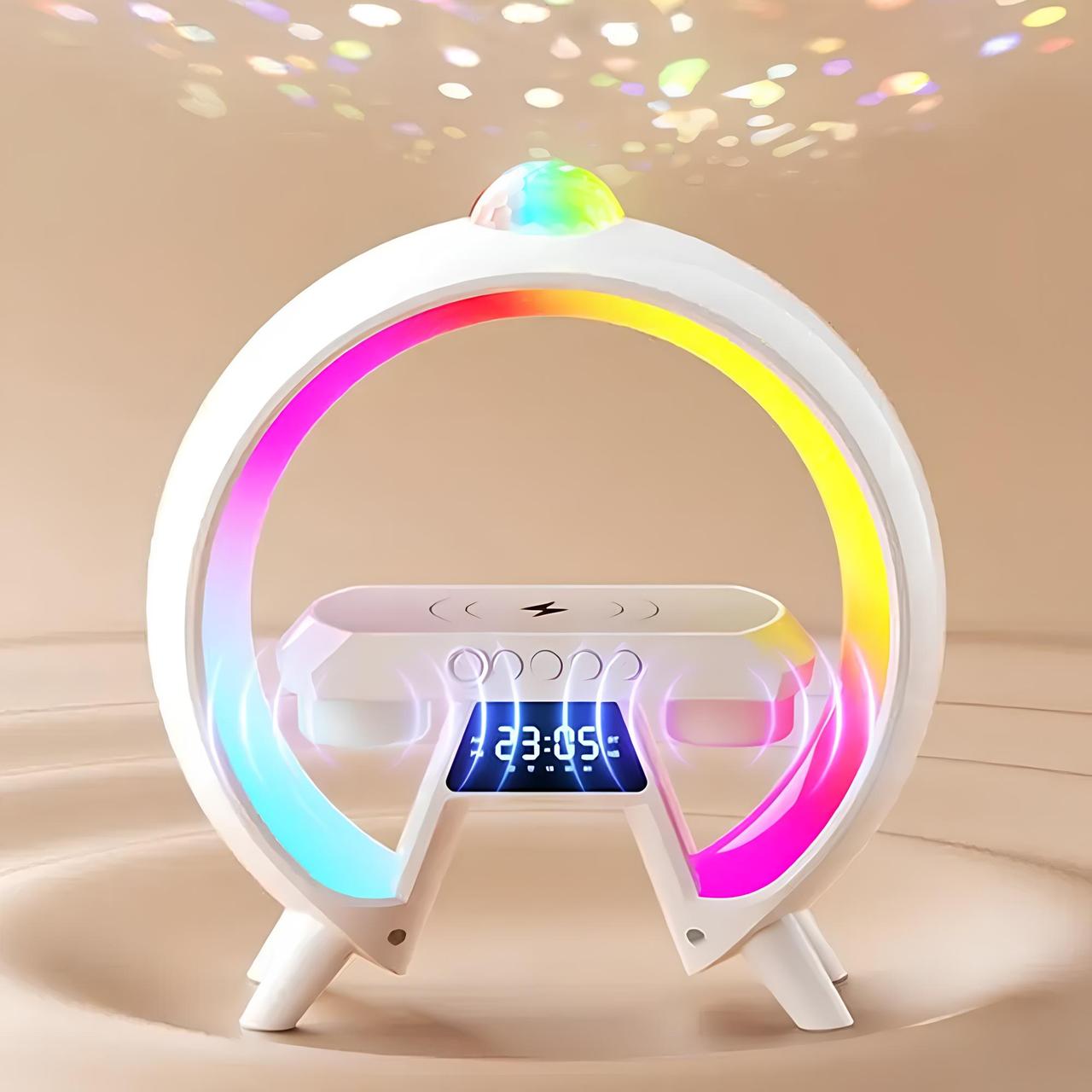 Настільна смарт-лампа нічник з проекцією, від USB (25×25×8см) Bluetooth, HM-G66 / Безпровідна зарядка