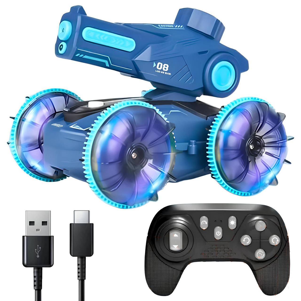 Радіокерований танк з водяною гарматою плаваючий, від USB (вік 6+), Remote control car / Танк-амфібія, фото 1