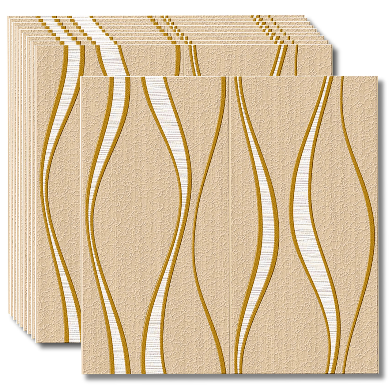 3D Самоклеюча панель золоті хвилі вінтаж 700x700x4мм, (194) BV-0000765, фото 1