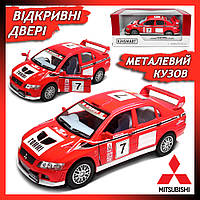 Металева машинка Mitsubishi Lancer відкриваються двері дитяча колекційна гоночна Міцубісі Лансер ралі