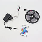 Світлодіодна стрічка 5м 3528, з пультом та блоком, від мережі / Самоклеюча багатобарвна стрічка для стелі, фото 9
