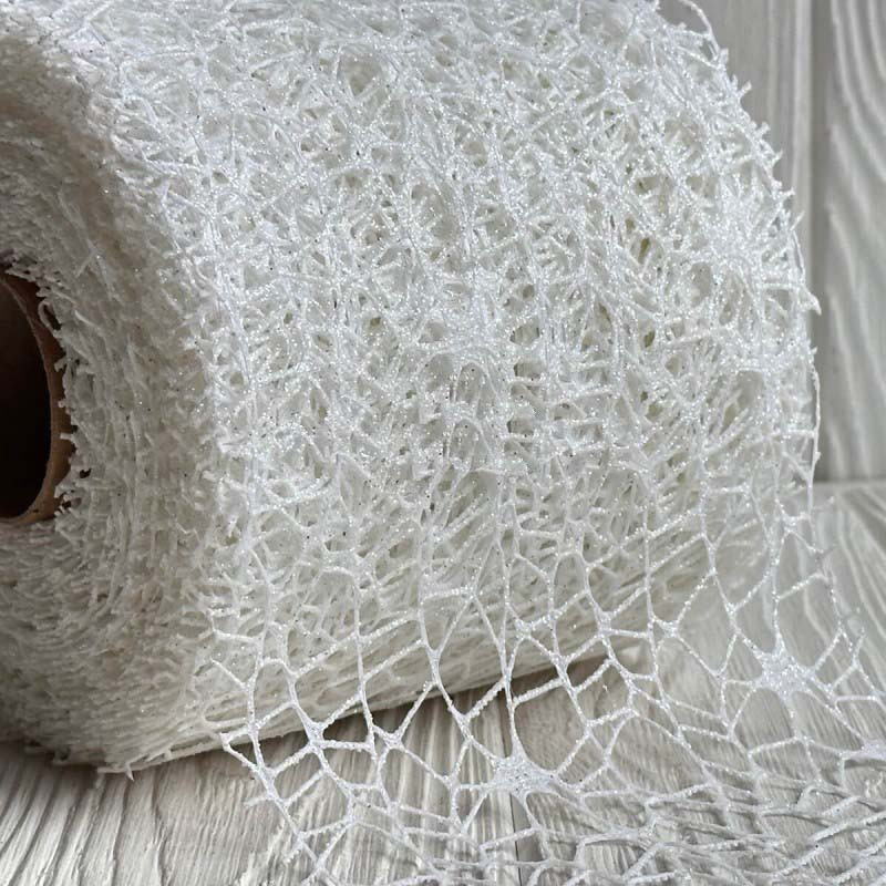 Стрічка сітка новорічна білий перламутр 12 см (за м)., фото 1