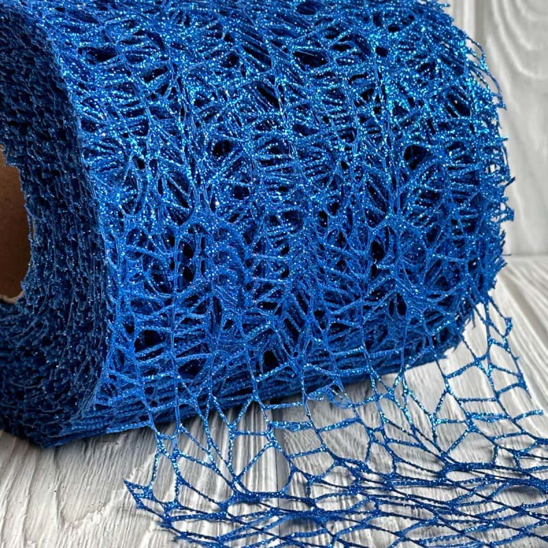 Стрічка сітка новорічна темно синя 12 см (за м)., фото 1