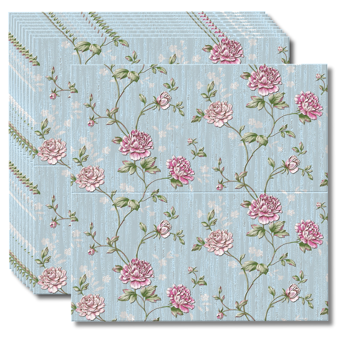 Самоклеюча декоративна 3D панель блакитні троянди 700x700x4мм (433) BV-0000764, фото 1