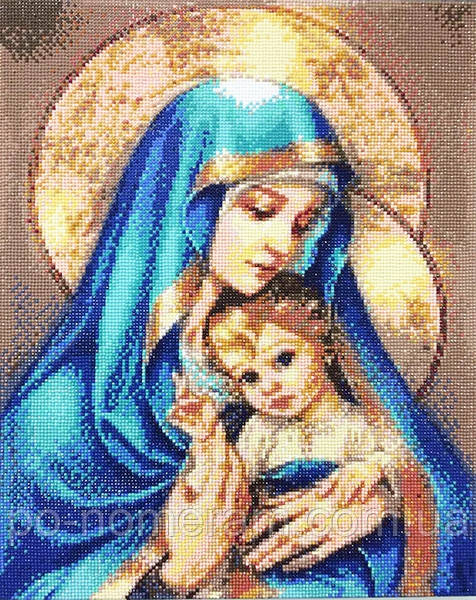 Картина мозаїка Діамантові ручки Мадонна з немовлям (GU_177302) 30 х 40 см (На підрамнику), фото 1