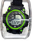 Спортивний наручний електронний годинник у пластиковій коробці 1/100 second зелений, фото 2