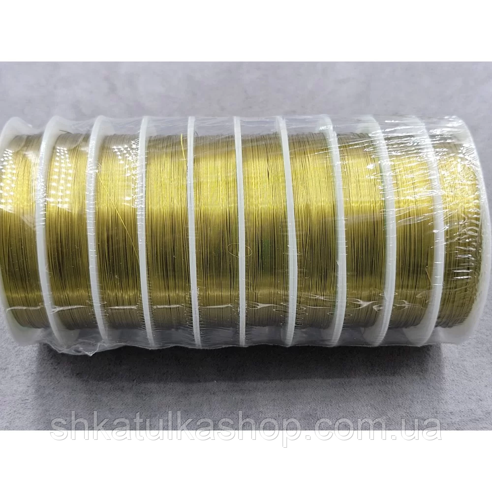 Дріт металевий 0,4мм, 10м, колір лимонний, фото 1