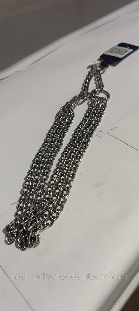 Нашийник зашморг трирядний для собак хромований65 см 2.5 мм, фото 1