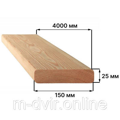 Дошка сосна обрізна 150*25*4000 мм, фото 1