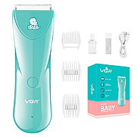 Машинка для стрижки дітей безшумна з витяжкою VGR V-150, 3 безпечні насадки, IPX7