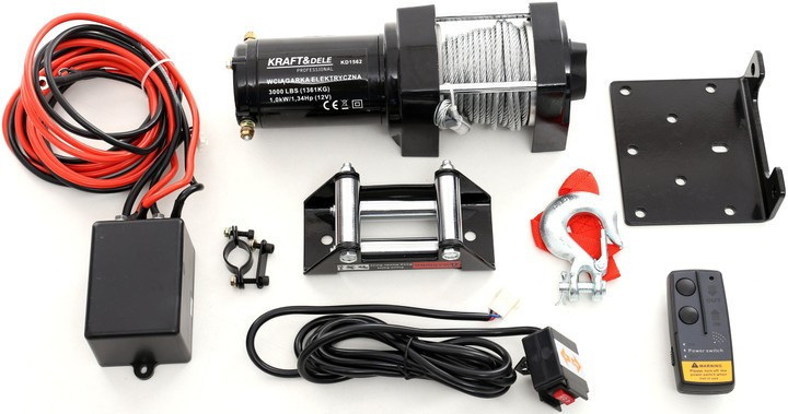 Лебідка електрична KraftDele KD1562 12V 3000LBS, фото 1