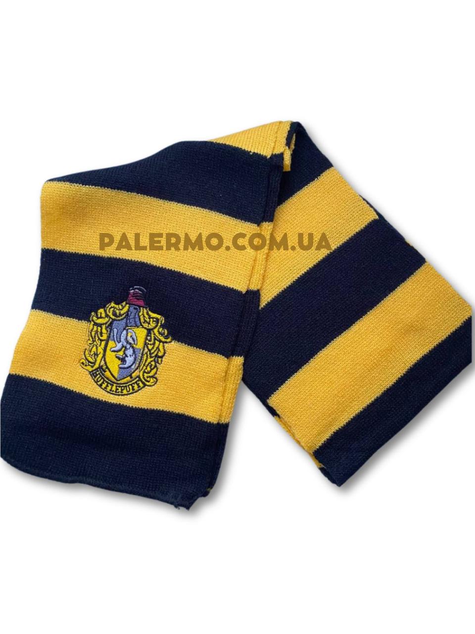 Шарф факультету Пуффендуй Hufflepuff з емблемою з Гаррі Поттера, Шарф з фільму Гаррі Поттер теплий, фото 1