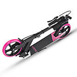 Самокат із ручним тормозом Razzo CITY 200 мм. алюмінієвий HUL1-200 Black/Pink, фото 7