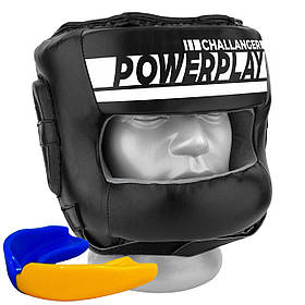 Боксерський шолом тренувальний PowerPlay 3067 з бампером PU + Amara Чорний XL
