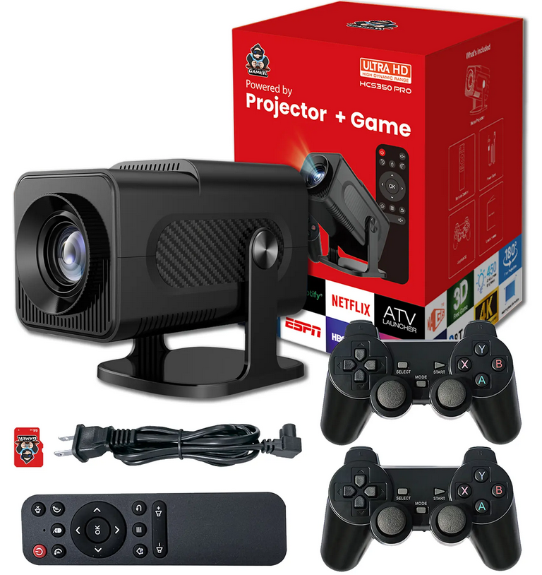 Смарт проєктор HSC350 Pro 4K UHD з 2 джойстиками 64Gb Android 13