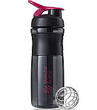 Шейкер спортивний (пляшка) BlenderBottle SportMixer Flip 28oz/820ml Black/Pink, фото 3