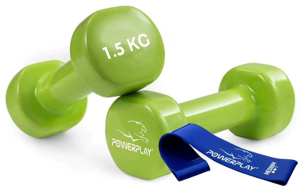 Гантелі вінілові PowerPlay 2 * 1,5 кг. PP_4103 Зелені (2шт. - пара), фото 1