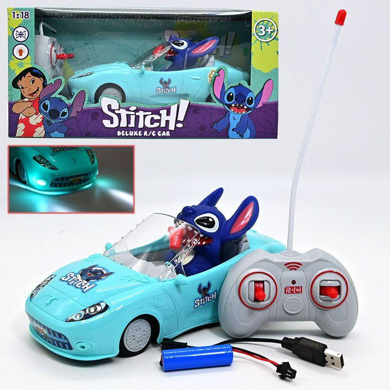 Іграшкова машинка на радіокеруванні "Stitch" (акумулятор, підсвічування, гумові шини, фігурки героїв) 015-2, фото 1