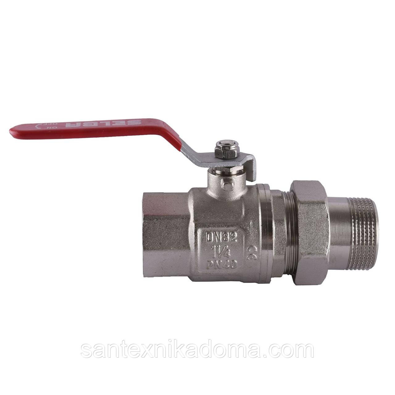 Кран кульовий прямий з американкою SELBA 1 1/4″ КР SL1509 Німеччина