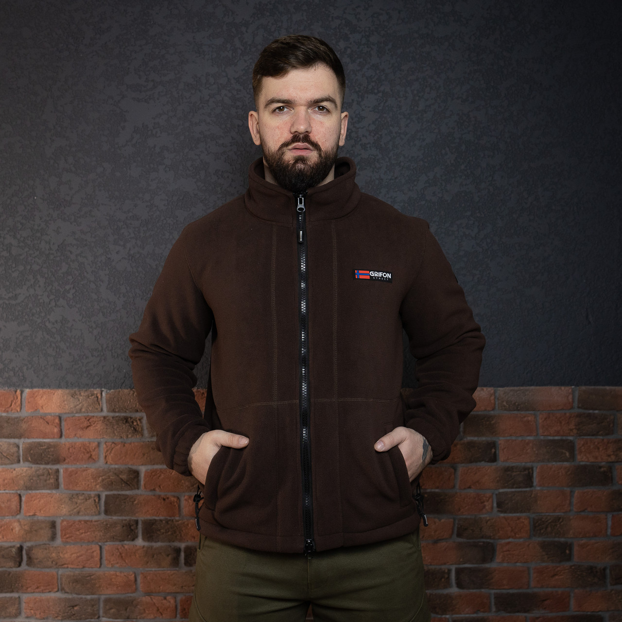 Куртка флісова чоловіча Grifon  Осло двохсторонній фліс шоколад-бежевий (M-ХXL), фото 1