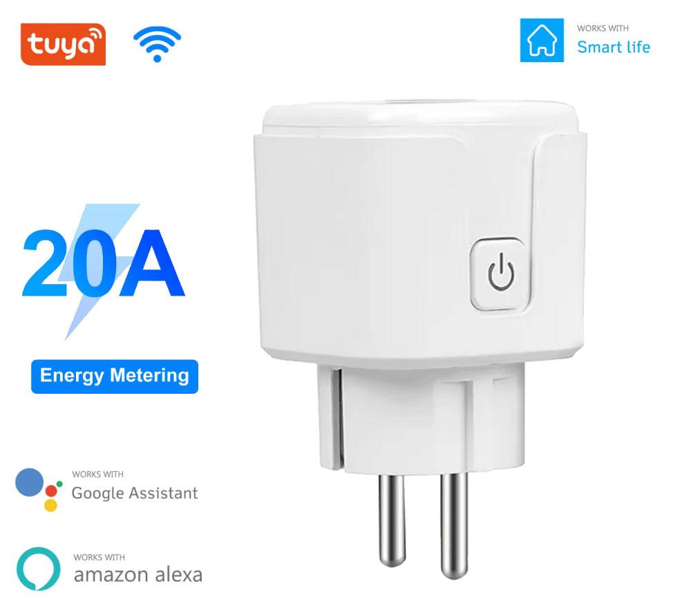 WI-FI Розетка 20А з моніторингом споживання електроенергії, енергометром Tuya Smart Life, фото 1
