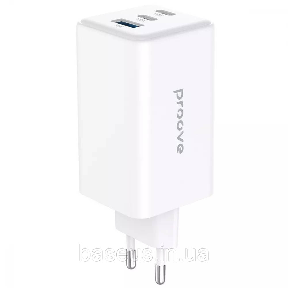 Потужний мережевий зарядний пристрій Proove Pocket GaN 100W (2Type-C + USB), White