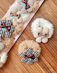 Дитячі резинки для волосся хутро Ø 4.5 см 10 шт/уп КВІТКА