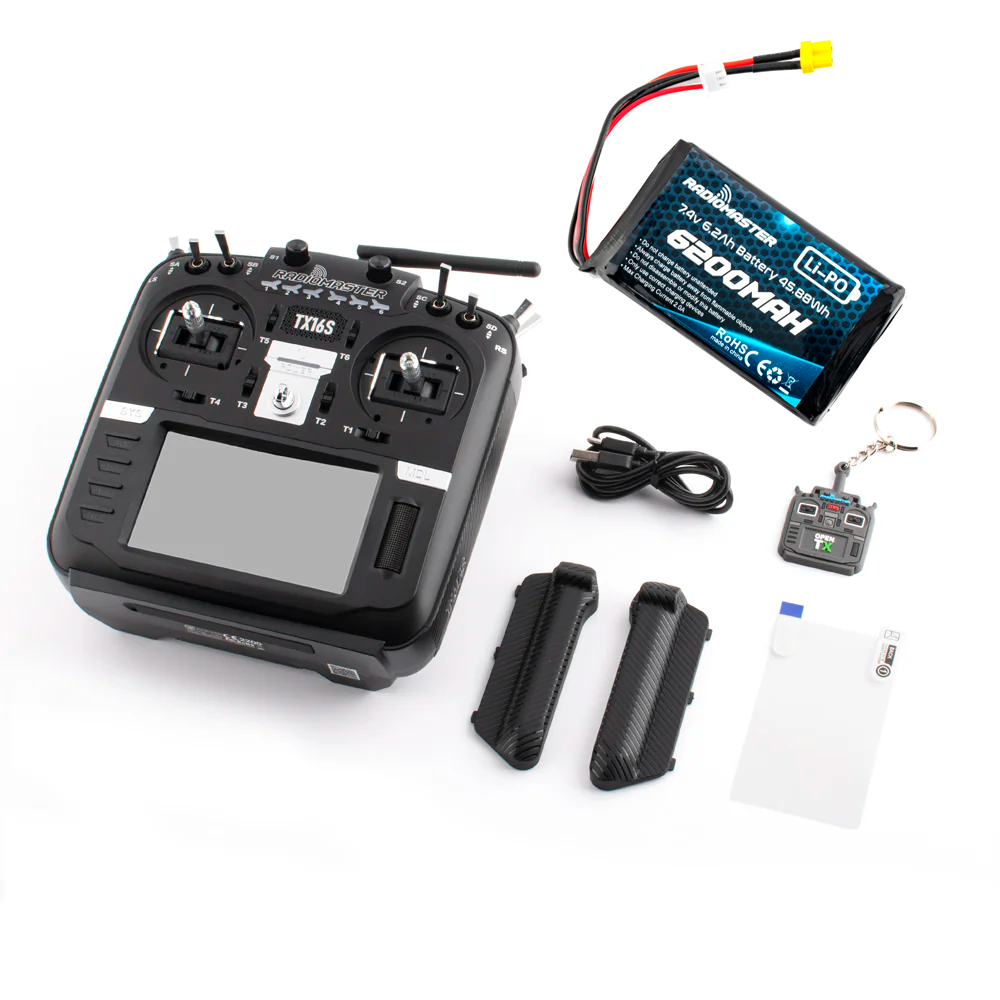 Пульт RadioMaster TX16S MKII ELRS M2 з акумулятором 2S Li-PO RadioMaster (1 x 6200мАг) для дрона квадрокоптера, фото 1
