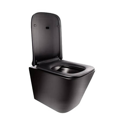 Унітаз підвісний Qtap Tern Matt Ultra Quiet Black Rimless з сидінням Slim Duroplast/ Soft-close, фото 1