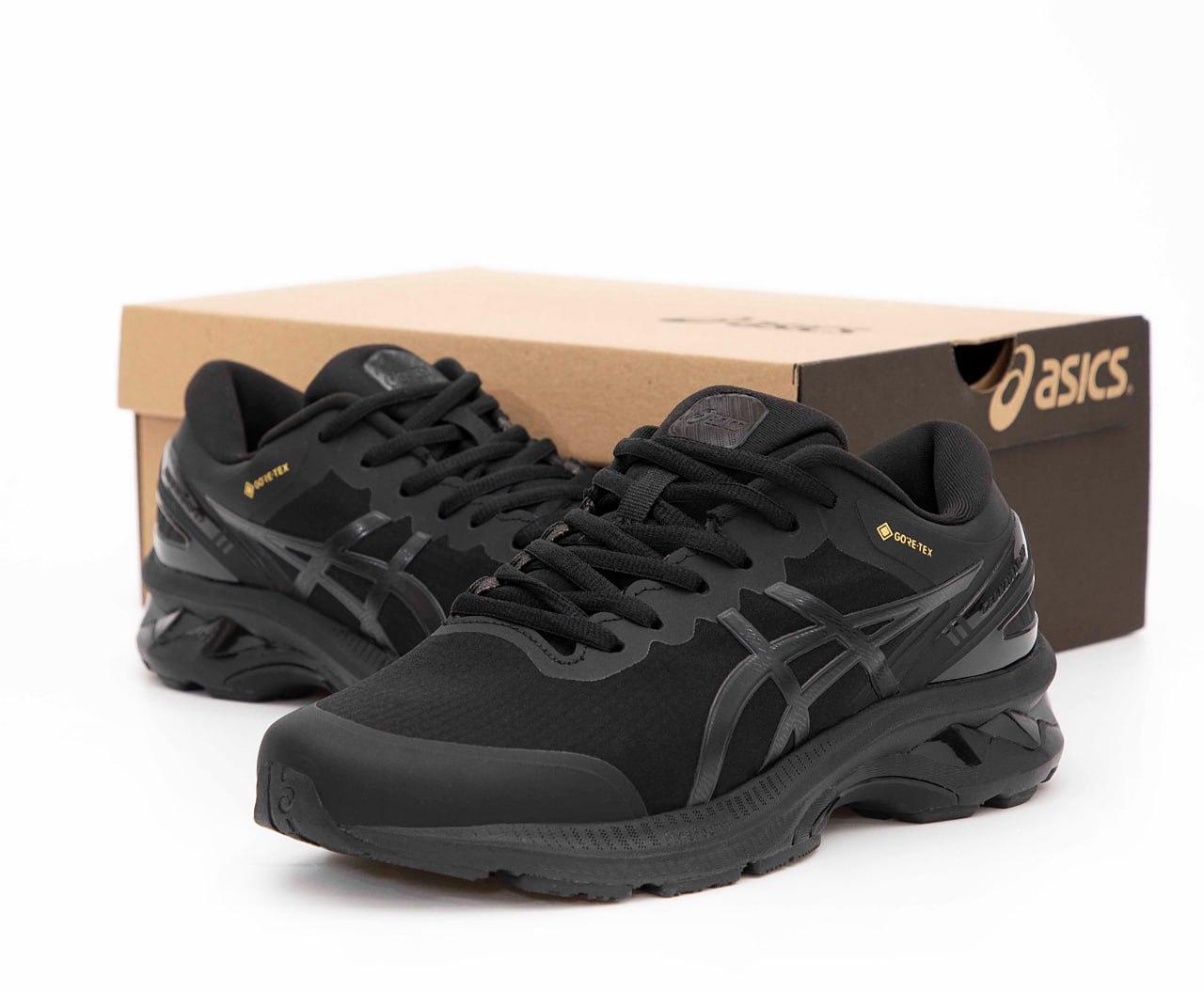 Чоловічі кросівки Asics Air Gel-Kayano 27 Black Чорні Взуття Асікс Аір Гель Каяно 27 текстиль Гор-Текс демісезон