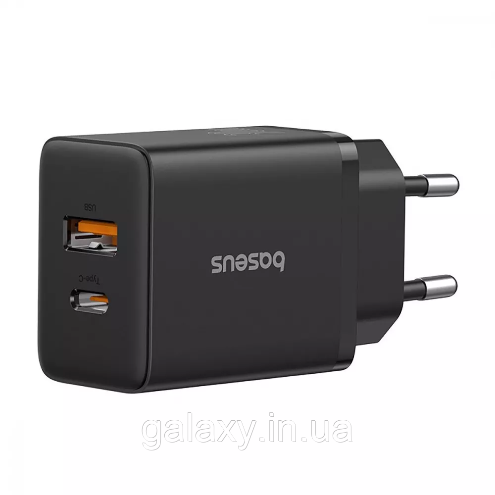 Зарядний пристрій Baseus USB/Type-C PD 30W Cube Fast Charger Black, фото 1