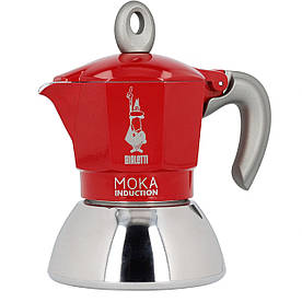 Гейзерна кавоварка Bialetti 100 мл Moka Induction Red 2 чашки