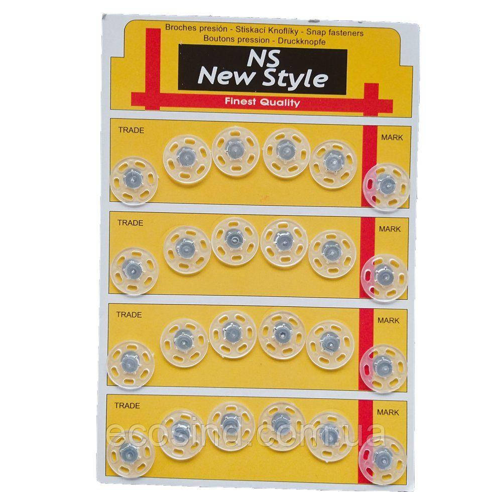 D=18мм кнопки для одягу Sindtex 24шт пластикові колір прозорий, фото 1