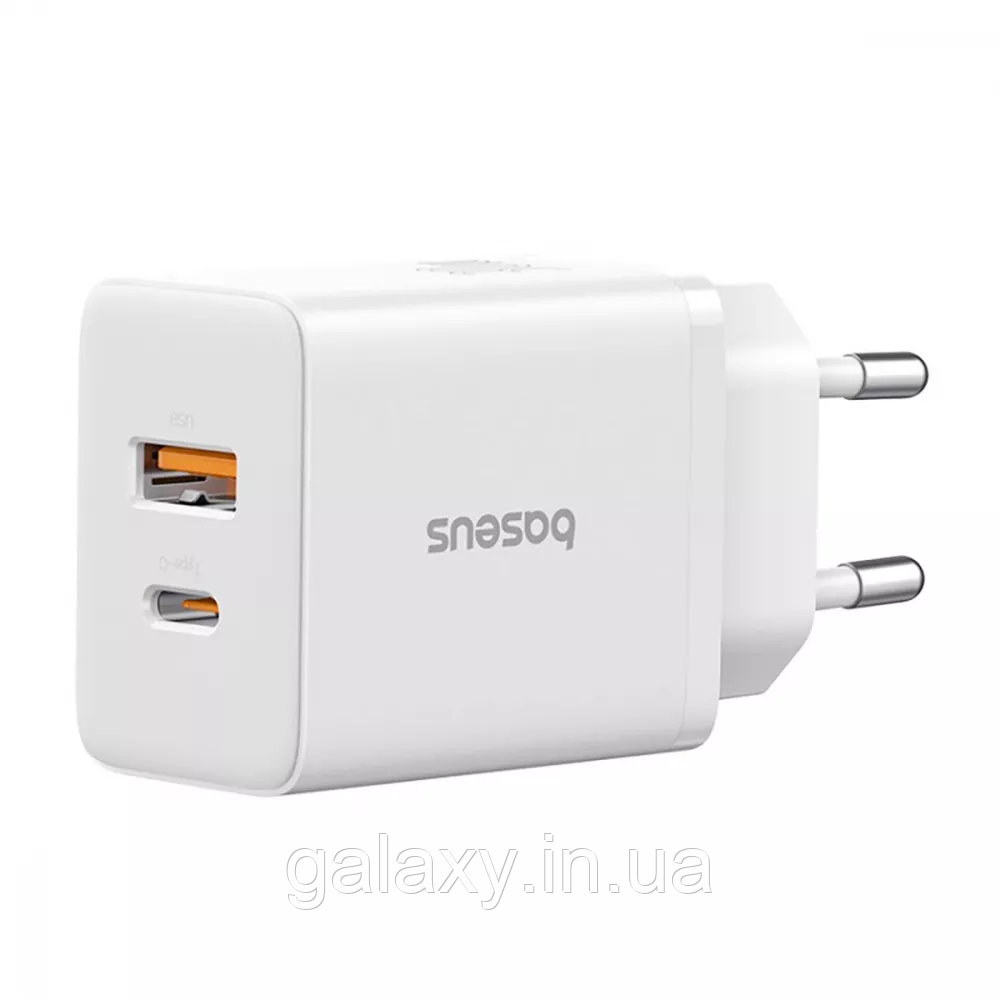Зарядний пристрійBaseus USB/Type-C PD/QC 30W Cube Fast Charger White, фото 1