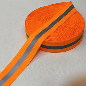 На метраж стрічка-тасьма світловідбиваюча  5см, помаранчева
