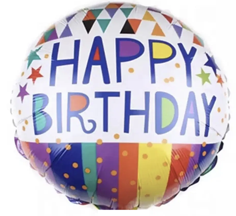 Р036 Коло 18" КИТАЙ-КТ Happy Birthday - конфетті та смужки, фото 1