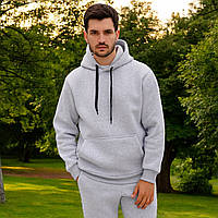 Чоловічий теплий спортивний костюм флісовий сірий базовий зручний зимовий